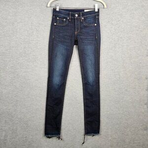Rag Bone Women's Dark Wash Dearborn Skinny Raw hem Jeans Size 24